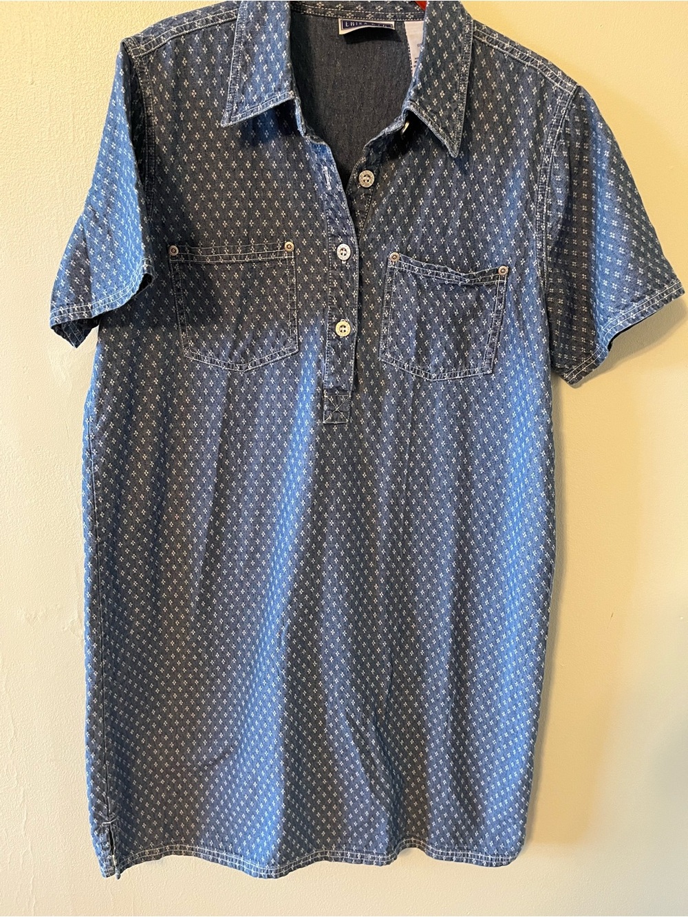 Denim Look Blue Short Sleeve Mini Dress 100% cotton. Western. Vintage